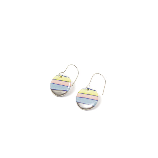 Porzellan-Ohrhänger - Regenbogen mit handgemaltem Platinglanz